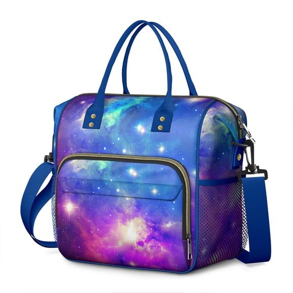 Cosmic Galaxy Insulated Lunch Box – Leakproof Dual Compartment Cooler Tote with Starry Night and Nebula Prints for Space Fans