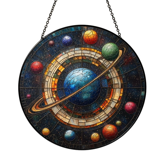 Cosmic Galaxy Planet Round Window Hanging Art