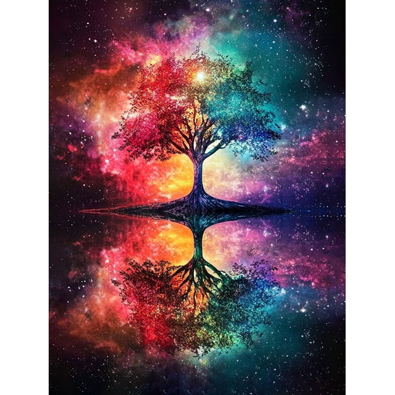 Cosmic Galaxy Tree Canvas Wall ArtSuitable for Living Room Office Yoga Studio and Meditation Room Decoration.