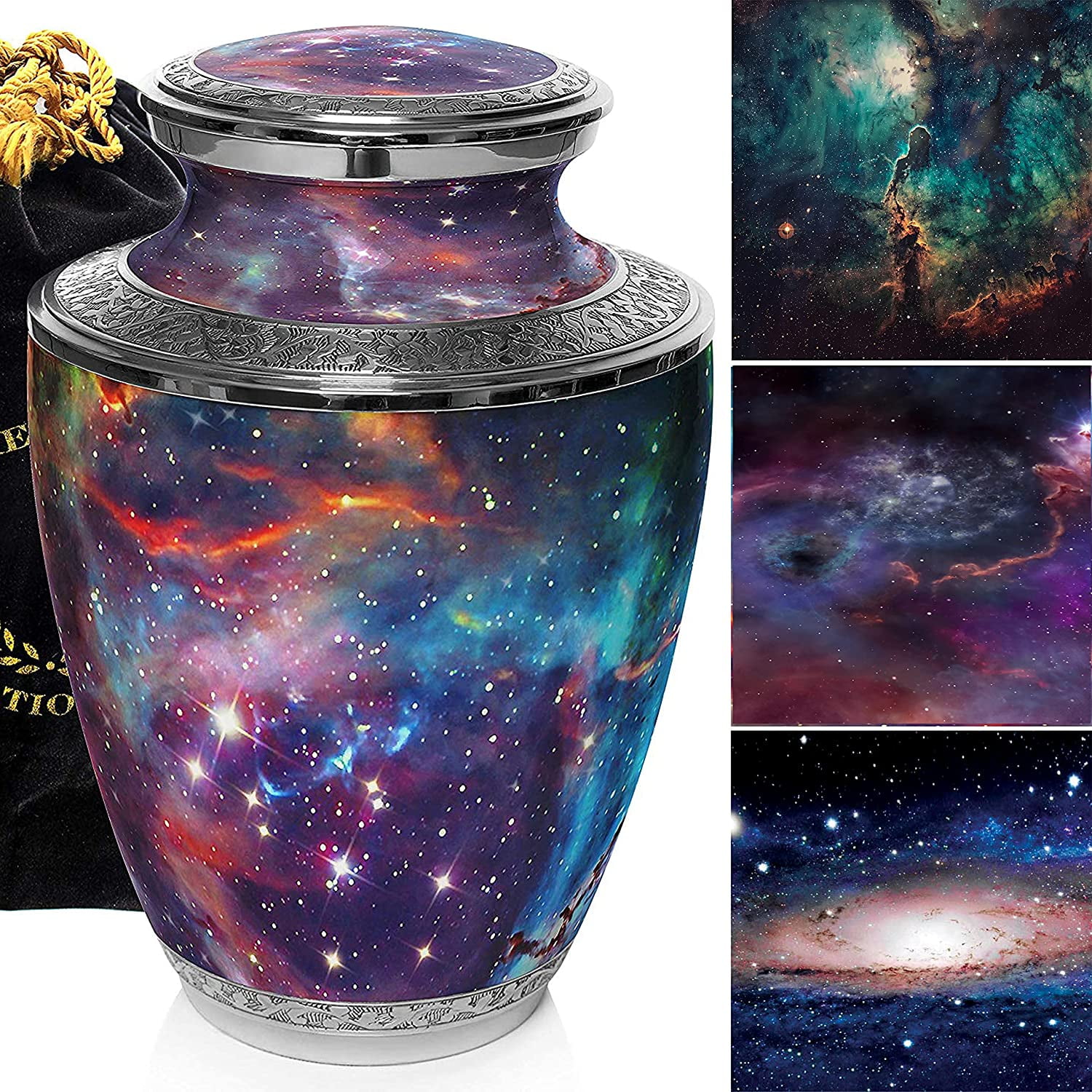 Large Cosmic Galaxy Brass Cremation Urn for Human Ashes