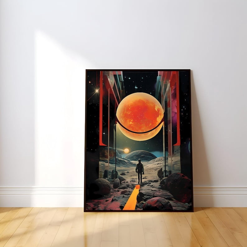 Cosmic Gateway Retro Futuristic Sci-Fi Collage Canvas Art - Walmart.com