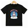 thumbnail image 1 of Cosmic Girl Rocket Girls Graphic Tee, Cute Outer Space Stars 100% Cotton Kids Short Sleeve T-Shirt, 1 of 5