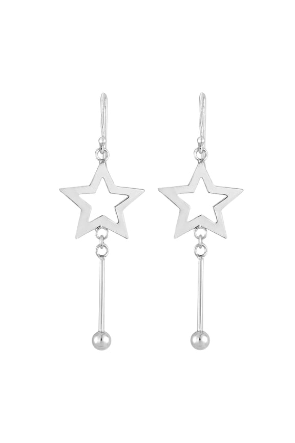 Cosmic-Inspired Sterling Silver Celestial Stars Dangle Earrings