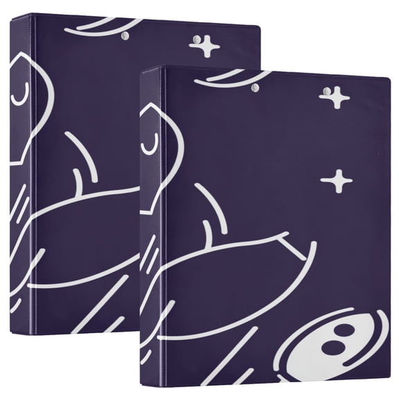 Cosmic Journey 12.4x10.6in PVC Round Ring Binder, D-Ring 3-Hole, Metal Clip, 200 Sheets