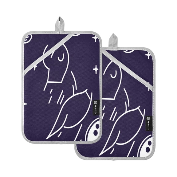 Cosmic Journey 7x9.8in Pot Holder Set Heat-Resistant Oven Hot Pads Durable with Storage Loop