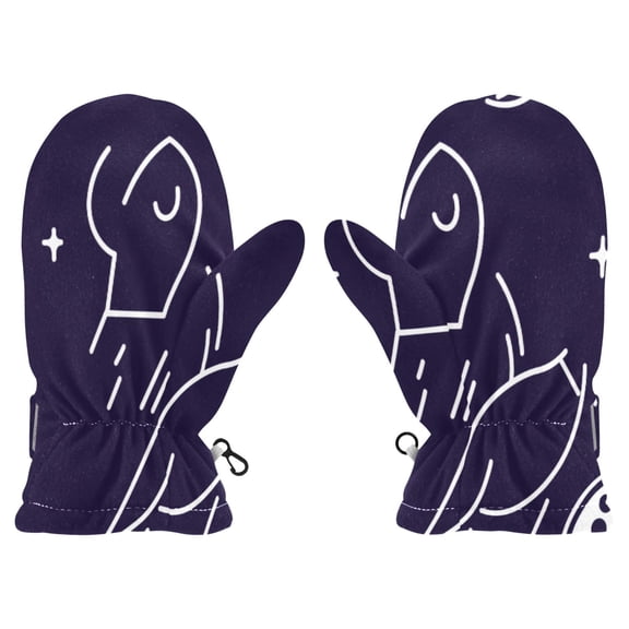 Cosmic Journey Witch Cauldron Pattern Cold Weather Mittens Cozy Gloves with Adjustable Fit Perfect for Outdoor Fun