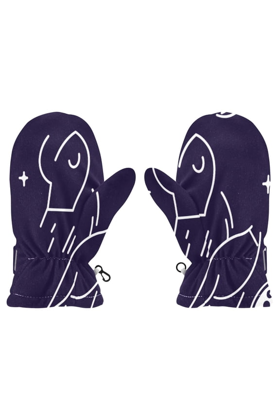 Cosmic Journey Witch Cauldron Pattern Cold Weather Mittens Cozy Gloves with Adjustable Fit Perfect for Outdoor Fun