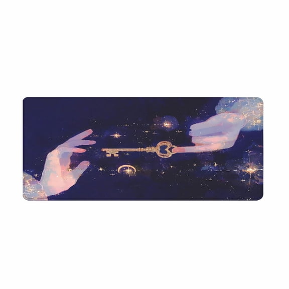 Cosmic Key Art Mouse Pad 31.5 x 11.82 inches Rubber Desk Mat with Starry Sky Design for Office and Home Use