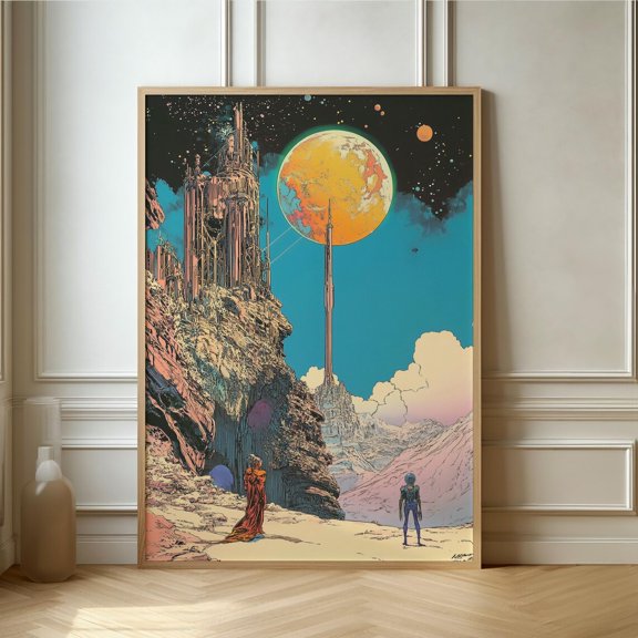 Cosmic Landscape Art Print Surreal Sci Fi Architecture