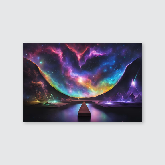 Cosmic Landscape Wall Art, Vibrant Galaxy, Surreal Dreamscape Poster Full Size 24''x36'' The Golden Shop