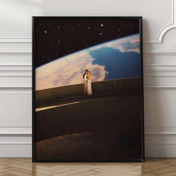 Cosmic Love Art Print: Retro Futurism Sci-Fi Collage Home Decor Office Wall Art
