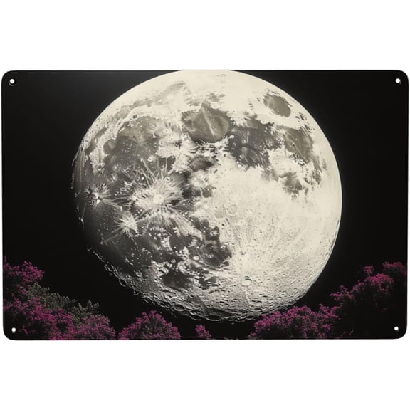 Cosmic Moon Metal Tin Sign Wall Art Decor, Easy to Hang Tinplate Poster Plaque for Living Room Bar Pub Studio Man Cave Bedroom Cafe, 8 x 12 Inch