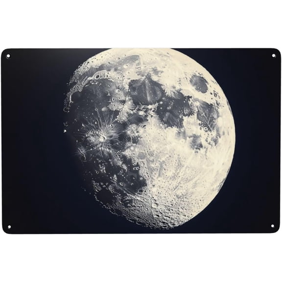 Cosmic Moon Metal Tin Sign Wall Art Decor Plaque for Bar Pub Cafe Club Living Room Bedroom, No Frame Needed, 8 x 12 Inch