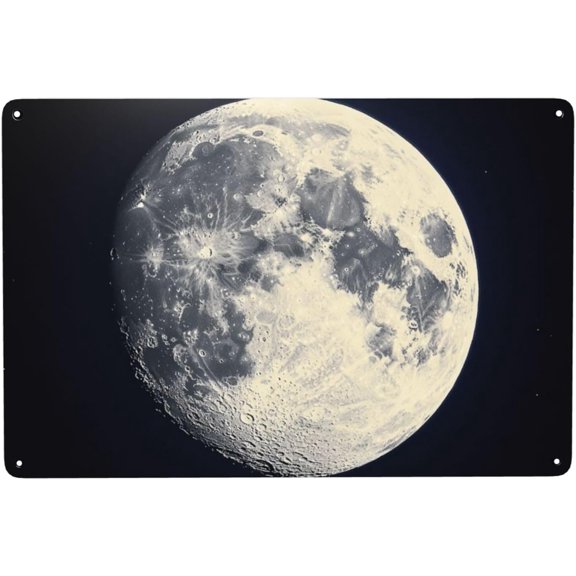 Cosmic Moon Metal Tin Sign Wall Art Plaque, Tinplate Poster Home Decor, Easy to Hang, 8 x 12 Inch