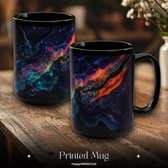 Cosmic Nebula Black Mug, - Opal Inspired, Galaxy Coffee Cup, Space Tea Mug, Astronomer Gift, Universe Kitchen Decor, Colorful nebula