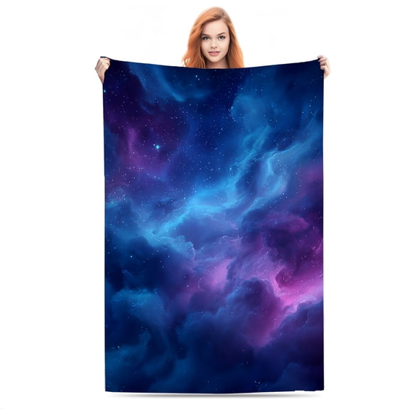 Cosmic Nebula Clouds Soft Printed Throw Blanket - All-Season Cozy Indoor Use for Couch, Bed, Car, Camping & Travel - Perfect Gift for Kids, Boys and Girls