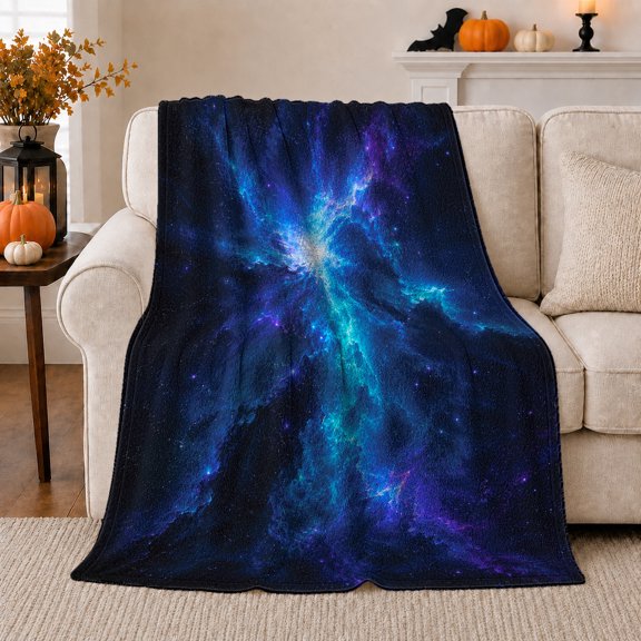 Cosmic Nebula Explosion, Cozy Friendship Quote Scene, Warm Flannel Blanket for Living Room and Reading Nook with Detailed Artwork, Art Lovers Friendship Gift, Artistic Home Decor
