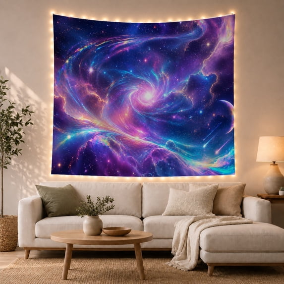 Cosmic Nebula in a Swirling Vortex, Ethereal Mystical Celestial Style for Space Lovers, Cosmic Wall Art Housewarming Gift, Tapestry Wall Hanging for Living Room and Dorm