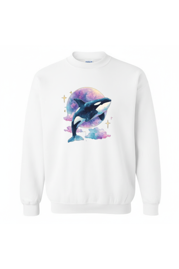 Cosmic Orca Space Whale Celestial Ocean Dream Starry Night Scene Sweatshirt up to size 5XL