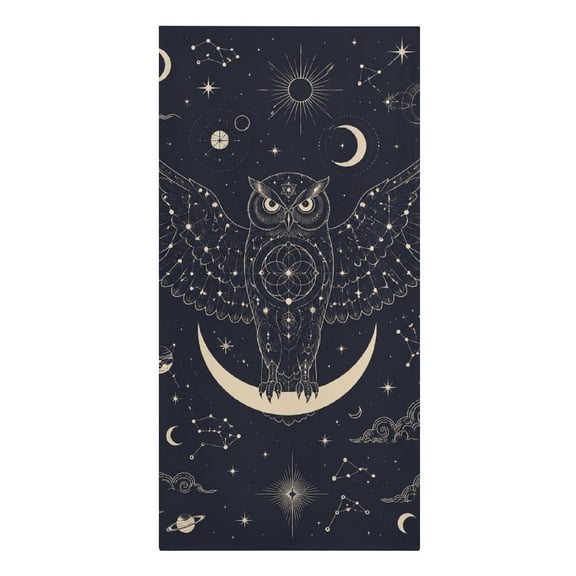 Cosmic Owl Perched On Crescent Moon Microfiber Beach Towel Absorbent Compact Towels for Swimming Pool Beach Travel Things for Vacation Essentials Adult Gift,61.4×30.3Inch