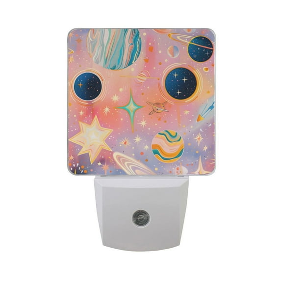 Cosmic Planets and Galaxy LED Night Light with Smart Sensor Plug Into Wall Dusk to Dawn 2 packs