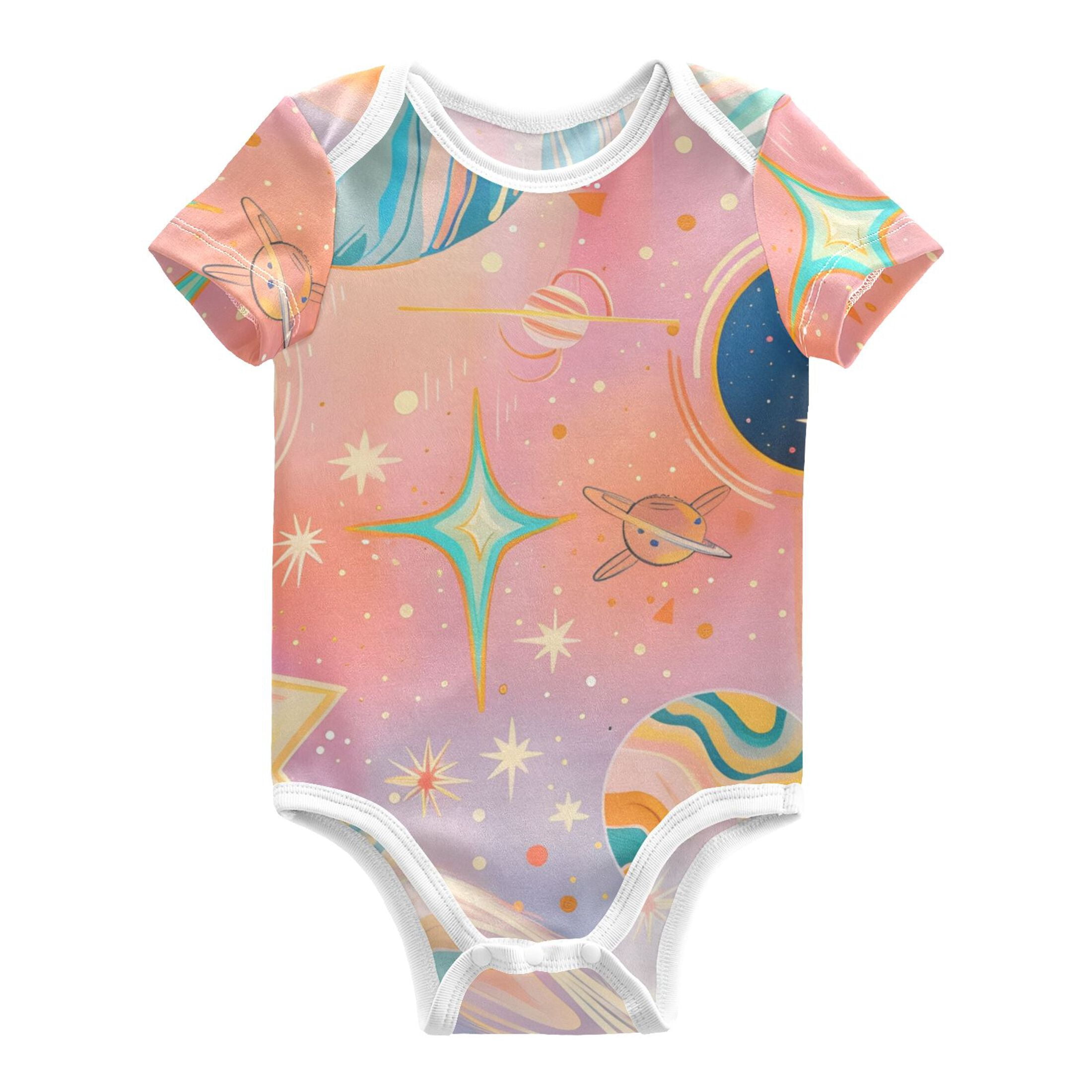 Cosmic Planets and Galaxy Pure Cotton Bodysuit Short Sleeve Pajamas One ...