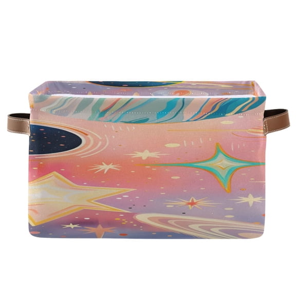 Cosmic Planets and Galaxy Square Storage Bins with Handles Collapsible Containing Box 1 Pack