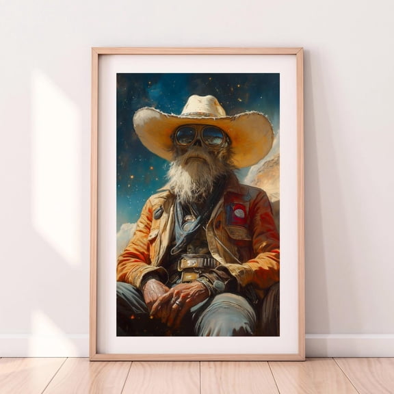 Cosmic Portrait - Surreal Western Art Print, Futuristic Space Western Decor Wall Art, Modern Wall Decor, 16x24 UNFRAMED