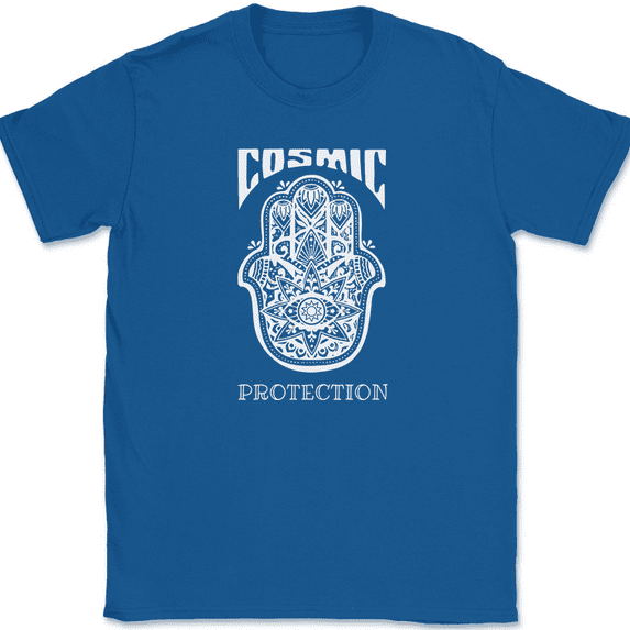 Cosmic Protection Hasma T-Shirt Religious Jewdism Hand Sci-Fi Tee - Royal Blue, 3XL