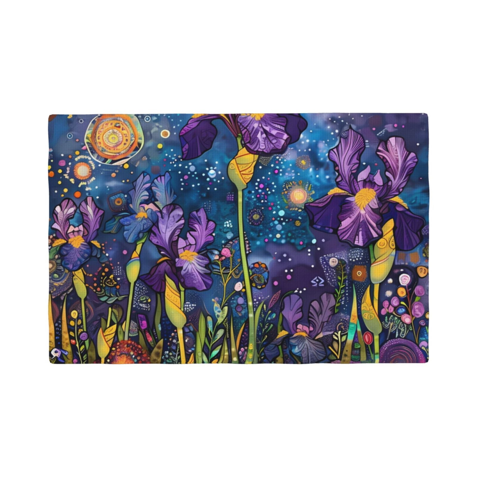 Cosmic Purple Irises Placemats Set of 4, Heat Resistant Place Mats