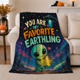 thumbnail image 1 of Cosmic Romance Galaxy Love Quote Cartoon Alien Ufo, Cozy Friendship Quote Scene, Warm Flannel Blanket for Living Room and Reading Nook, Art Lovers Friendship Gift, Artistic Home Decor, 1 of 9