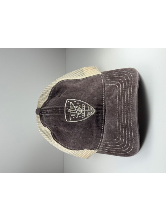 Cosmic Shield Washed Trucker Mesh Cap Brown