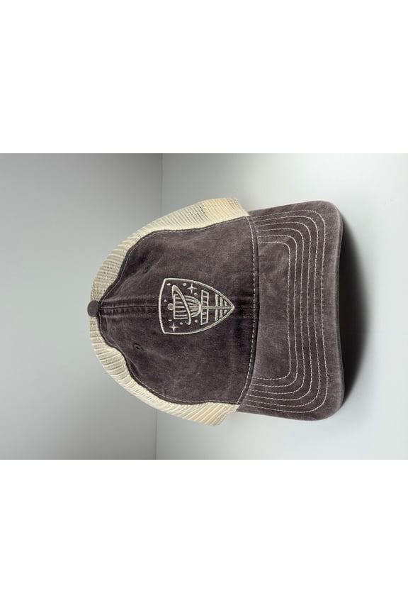 Cosmic Shield Washed Trucker Mesh Cap Brown