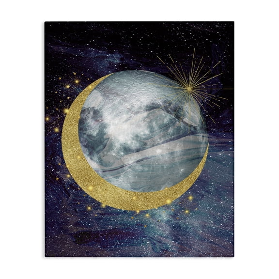 Stupell Industries Cosmic Shimmer Moon Canvas Wall Art, design by Daniela Santiago, 20 x 16