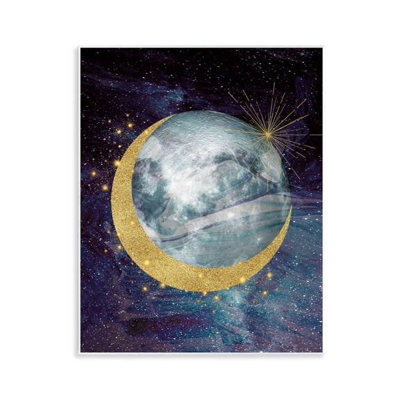 Stupell Industries Cosmic Shimmer Moon Wall Plaque Art, design by Daniela Santiago, 14 x 11