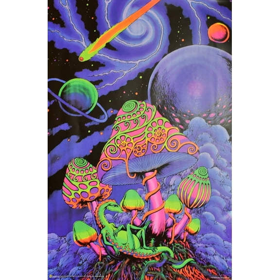 Cosmic Shroom by Space Tribe - Non-Flocked Blacklight Poster 24.5" x 36.5" Laminated