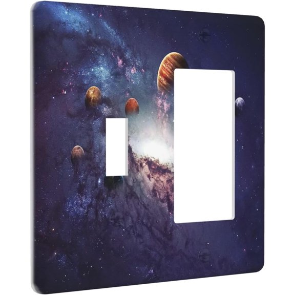 Cosmic Single Toggle Rocker Combo Outlet Covers Wall Plate starry galaxy Decorative Light Switchplate Covers Creating Eight Planets Of The Solar System Electrical Receptacle for Bathroom Home Decor