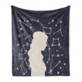 thumbnail image 1 of Cosmic Soft Flannel Fleece Throw Blanket, Silhouette of Girl and Constellation Abstract Portrait, Cozy Plush for Indoor and Outdoor Use, 60" x 80", Dark Blue Grey Champagne, by Ambesonne, 1 of 5