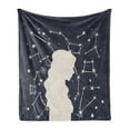thumbnail image 1 of Cosmic Soft Flannel Fleece Throw Blanket, Silhouette of Girl and Constellation Abstract Portrait, Cozy Plush for Indoor and Outdoor Use, 70" x 90", Dark Blue Grey Champagne, by Ambesonne, 1 of 5
