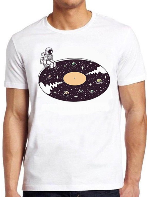 Cosmic Sound Vinly Astronaut Planets Solar System Sun Meme Gift Funny Style Unisex Gamer Cult Movie Music Tee T Shirt 582
