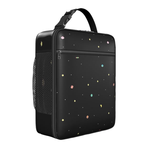 Cosmic Space Insulated Lunch Box – Sci-fi Aesthetic Bento Tote with Star, Planet, Alien & Rocket Design, Waterproof Large Capacity Cooler Bag for Travel, School, Work