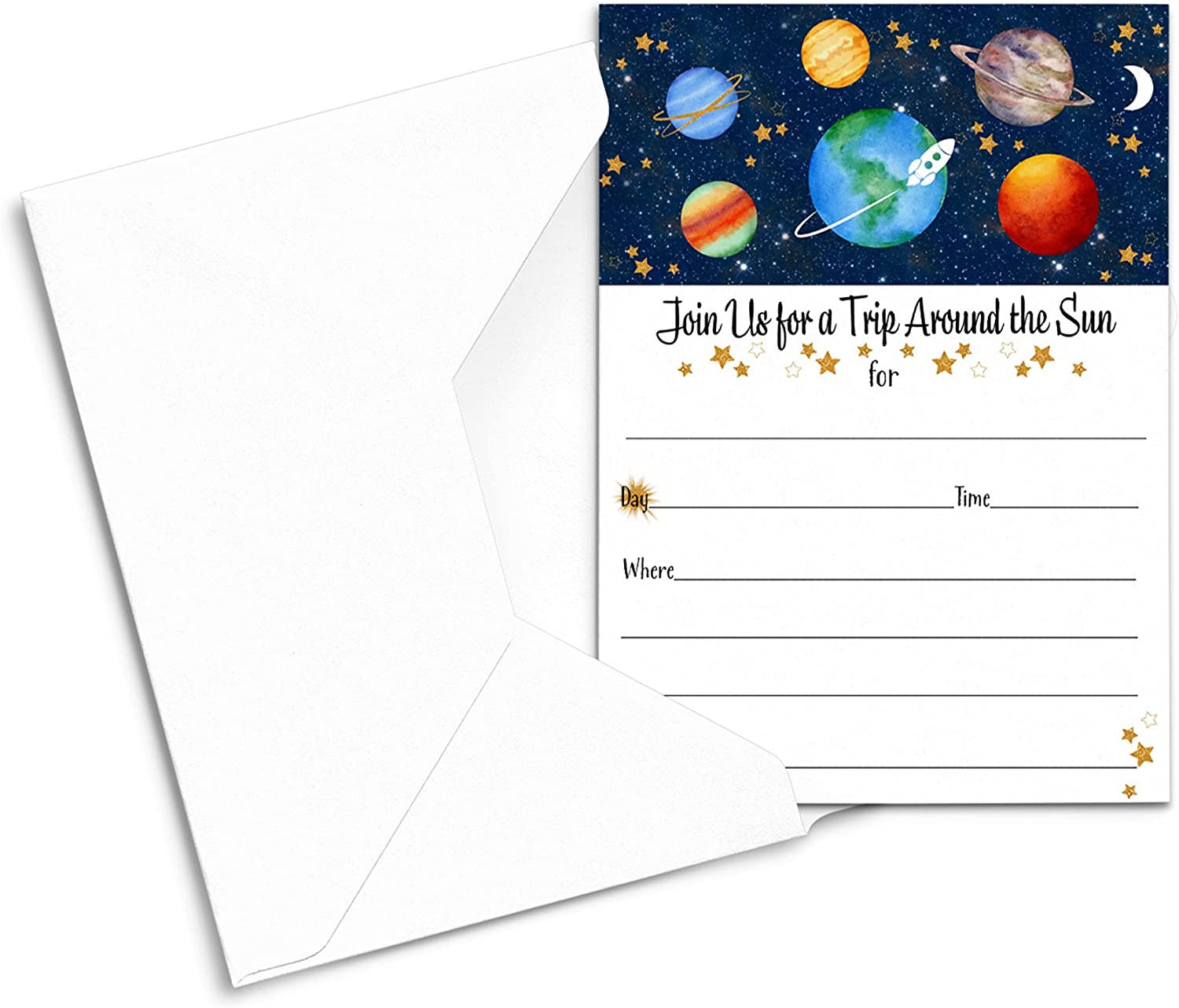 Cosmic Space Invitations and Envelope Set (25 Pack) Blank Party