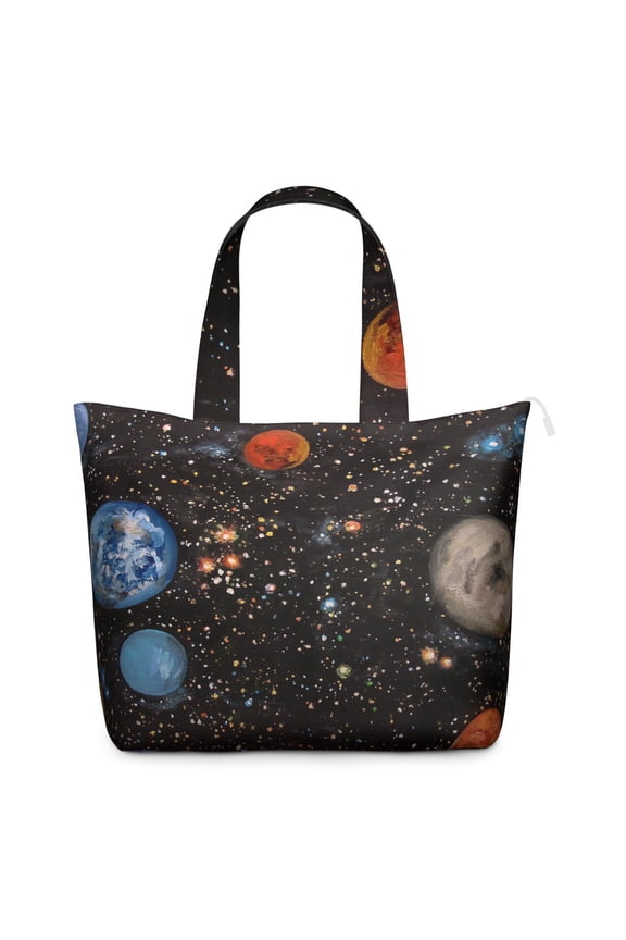 Cosmic Space Travel Tote - Lightweight Weekender Bag with Secure Zipper, Astronaut & Rocket Theme for Moms