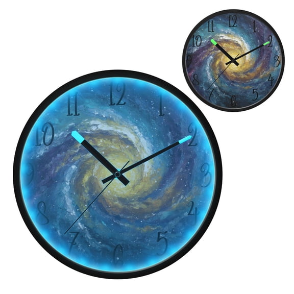 Cosmic Spiral Luminous Wall Clock with Sound-Activated LED 12-Inch Silent Acrylic Timepiece for Bedroom Livingroom or Office