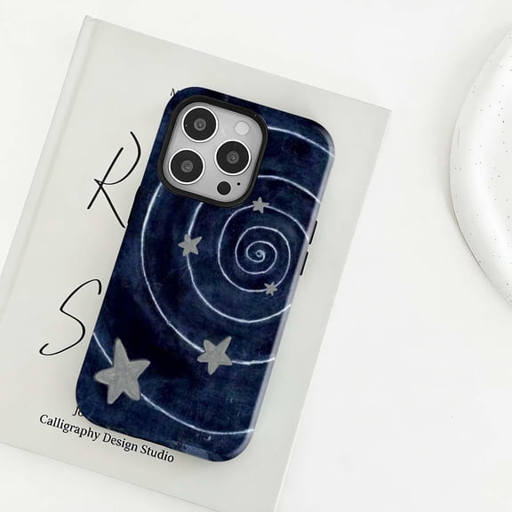 Cosmic Spiral Star Dreamy Minimalist Celestial Phone Case compatible with iPhone X