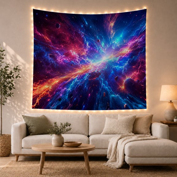 Cosmic Star Explosion in Deep Space, Dramatic Fantasy for Space Lovers, Artistic Celestial Decor, Housewarming Gift, Tapestry Wall Hanging for Bedroom and Living Room