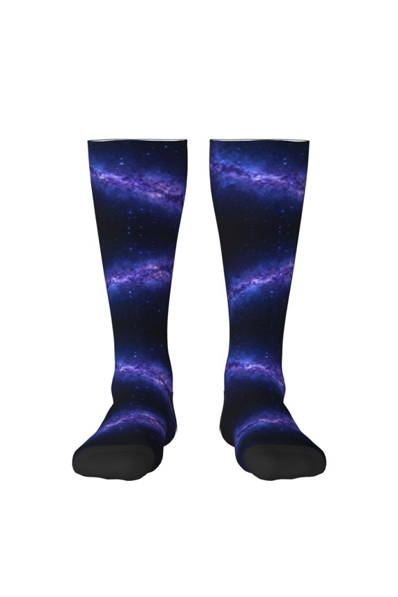 Cosmic-Starry-Sky Pattern Knee High Socks for Women Long Leg Warmers Socks