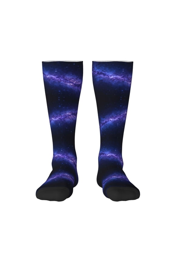 Cosmic-Starry-Sky Pattern Knee High Socks for Women Long Leg Warmers Socks