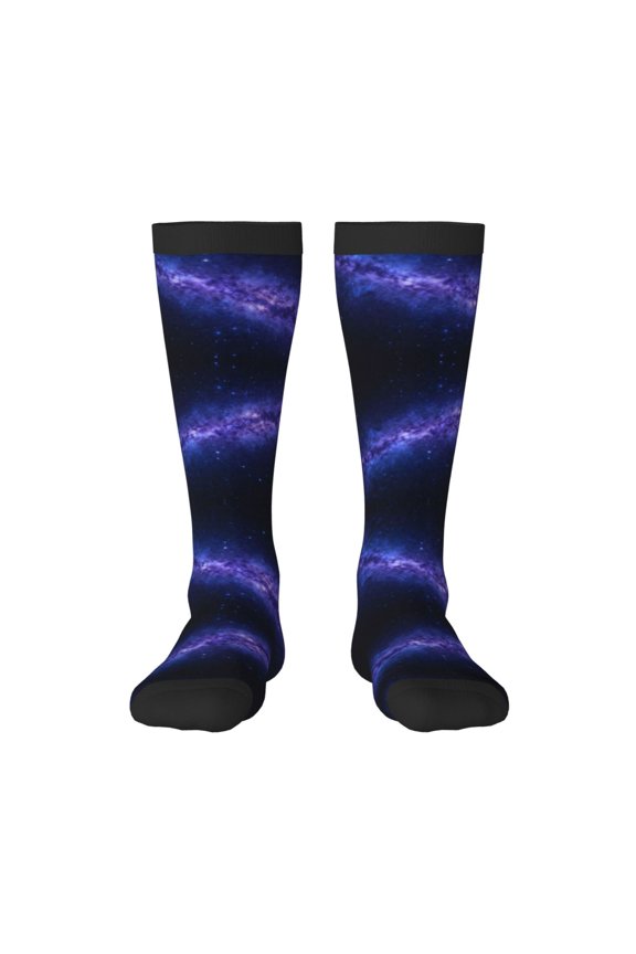 Cosmic-Starry-Sky Pattern Knee High Socks for Women Long Leg Warmers Socks