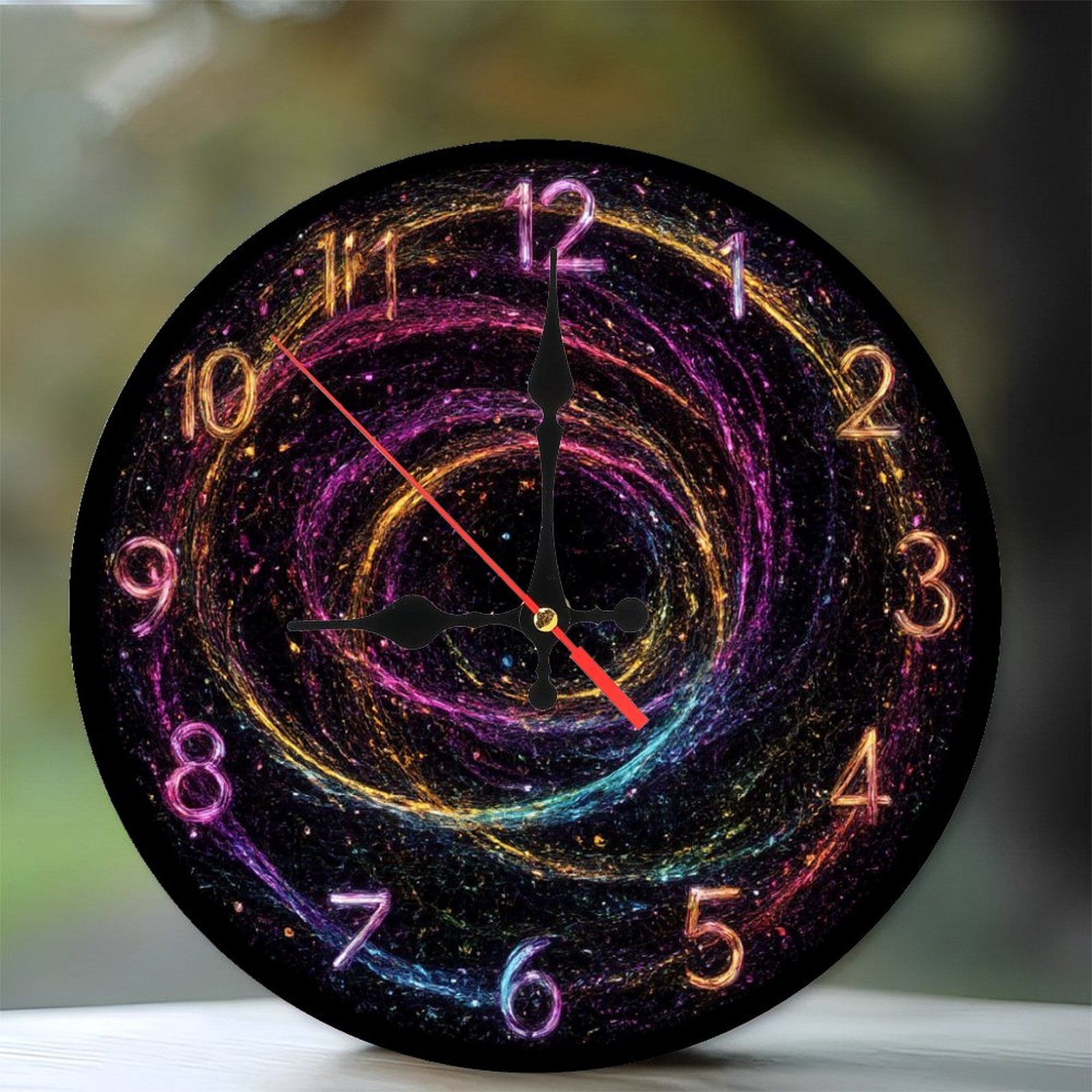 Cosmic Starry Spiral Clock Wall Art Home Decor 10-Inch Silent Wooden ...